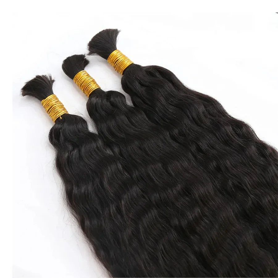 Cheveux humains en vrac ondulés micro-tresses en vrac cheveux malaisiens Remy sans trame pour tressage 3 pièces/lot_voghion.com