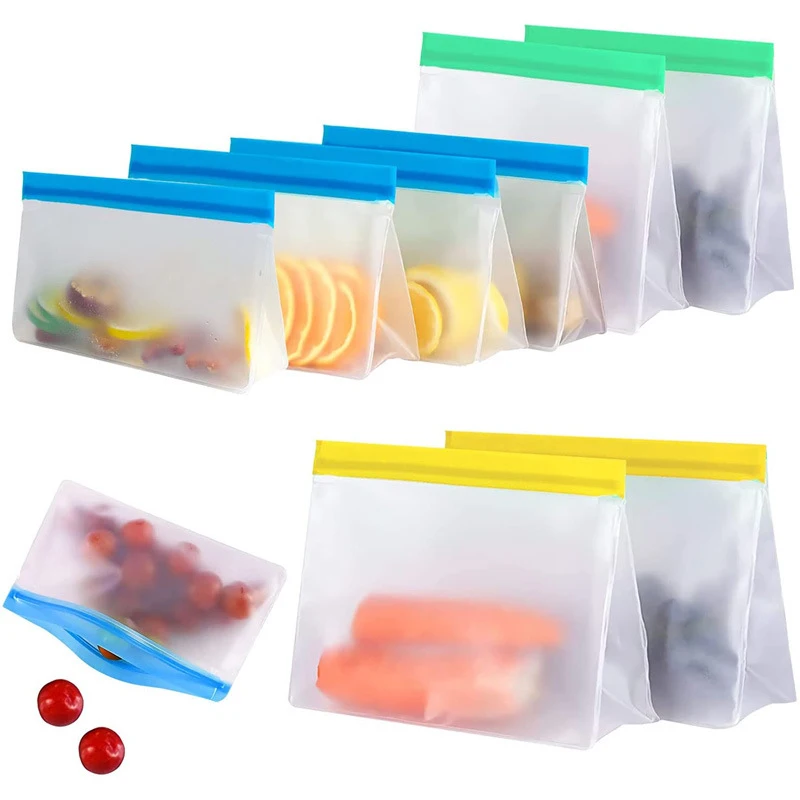 China Food Silicone PEVA Clear Space Home Freezer Leakproof Zipper Zipper Finishing Packing Fresh Keeping Reusable Storage Bags