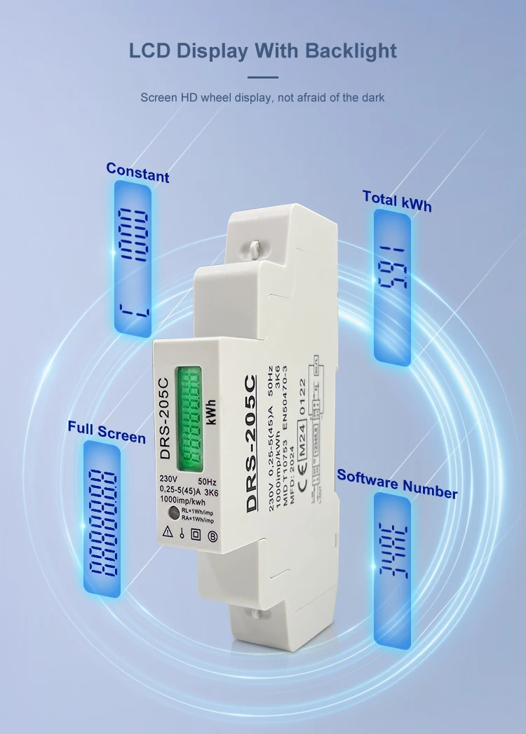 RS485 Modbus Single Phase DIN Rail Energy Meter (DRS-205C)| Alibaba.com
