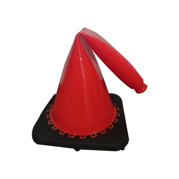 High Way Red Color Safety PVC Traffic Cone Flexible Road Cone Rubber Traffic Cones