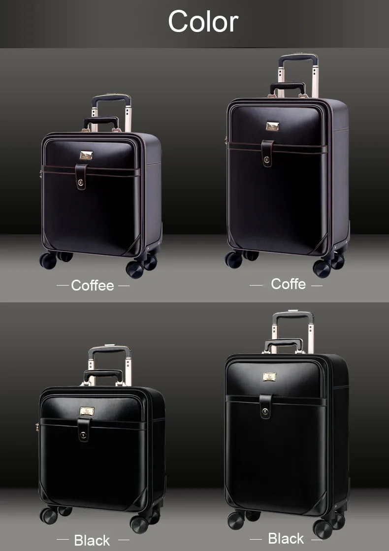 High Quality Fashion Custom Luxury real leather Material Luggage Bag Set genuine leather business Suitcases