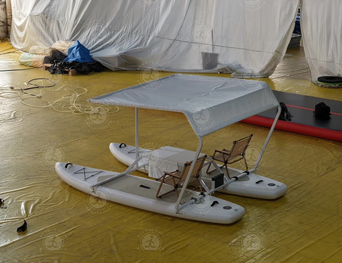 Inflatable Fishing Boat with Water for Cruise & Swimming Pool Floats Water Amusement Facilities for Cruising & Relaxing