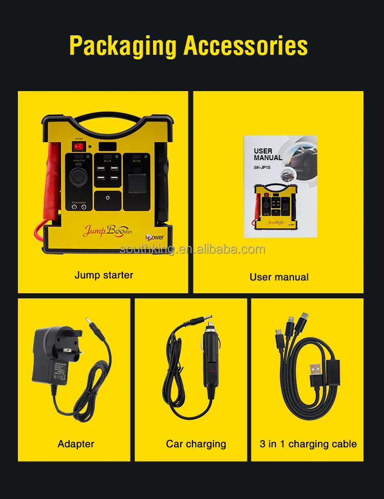 Car Jump Starter Portable 12v Lithium Battery Emergency Jump Starter For Up To 7.0l Gasoline Or