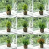 Simulación de plantas verdes en maceta, juego de 9 piezas b