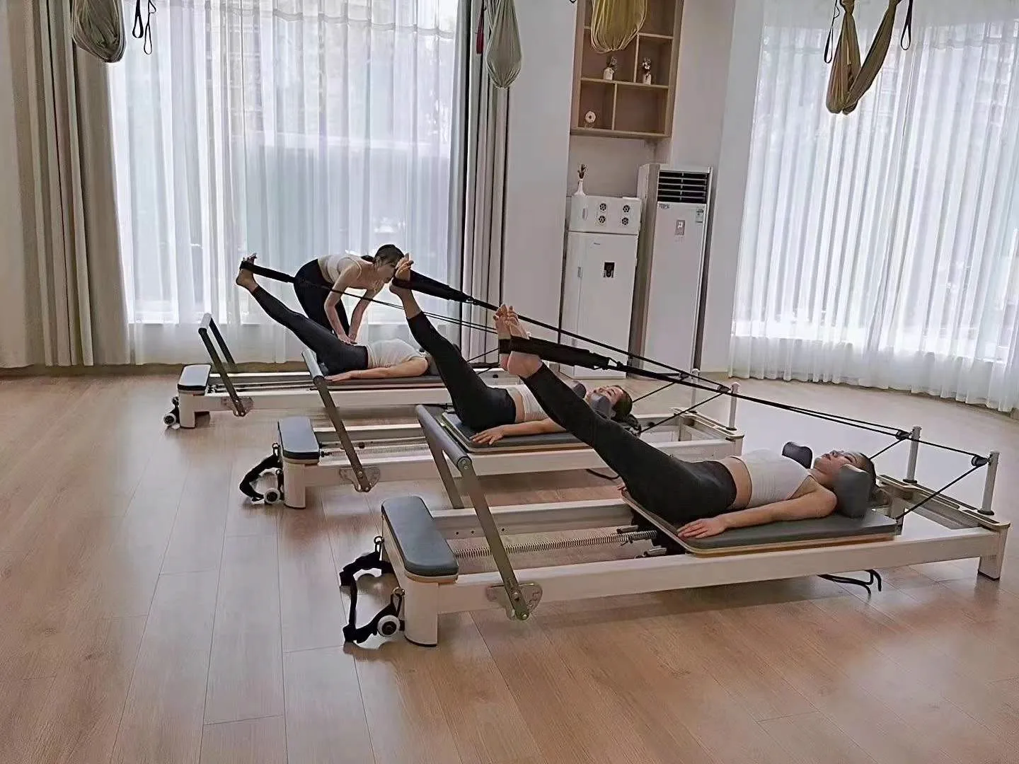 White Pilates Reformer With Box And Jump Board Pilates Cadillac Pilates