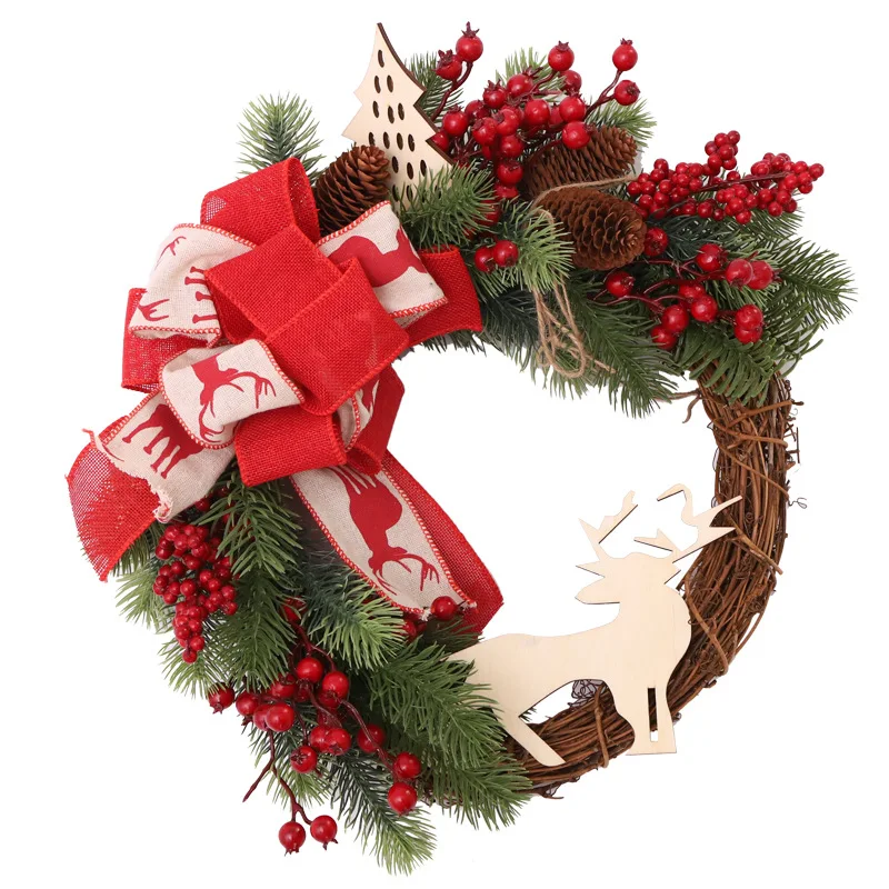handmade rattan wreath christmas wreath with wood deer