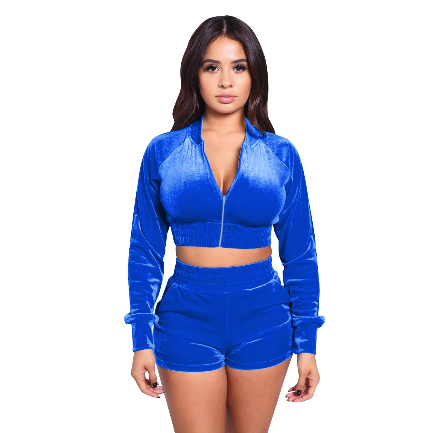Elastic Waist Biker Short Tracksuits 