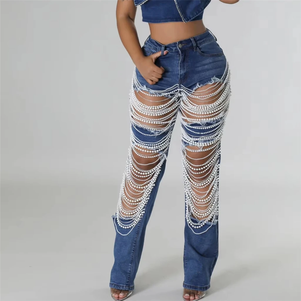 Shop Our Unique Casual Jeans with Ripped Holes Diamonds