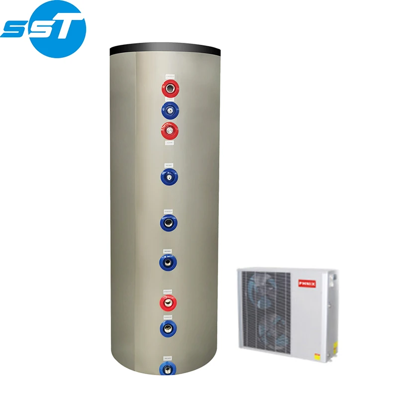 Heat Pump air source hot water storage tank 2 coils accept custom capacity hot water tank buffer 500l
