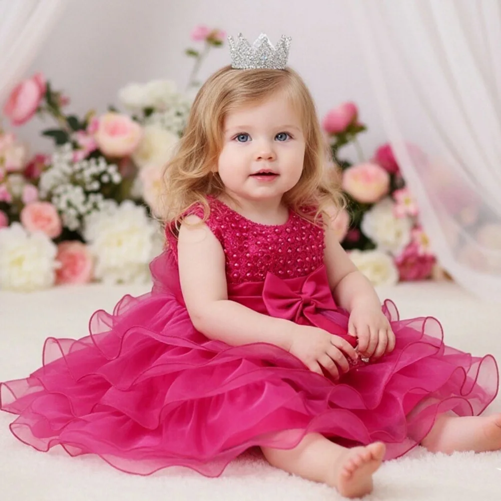 Western Style  Baby Girl Birthday Dresses for 2 Years Old Fluffy Cake Kid Prom Dresses Flower Girl Party Girl Party Dress
