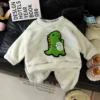 Pijama forrado de terciopelo - Dinosaurio beige