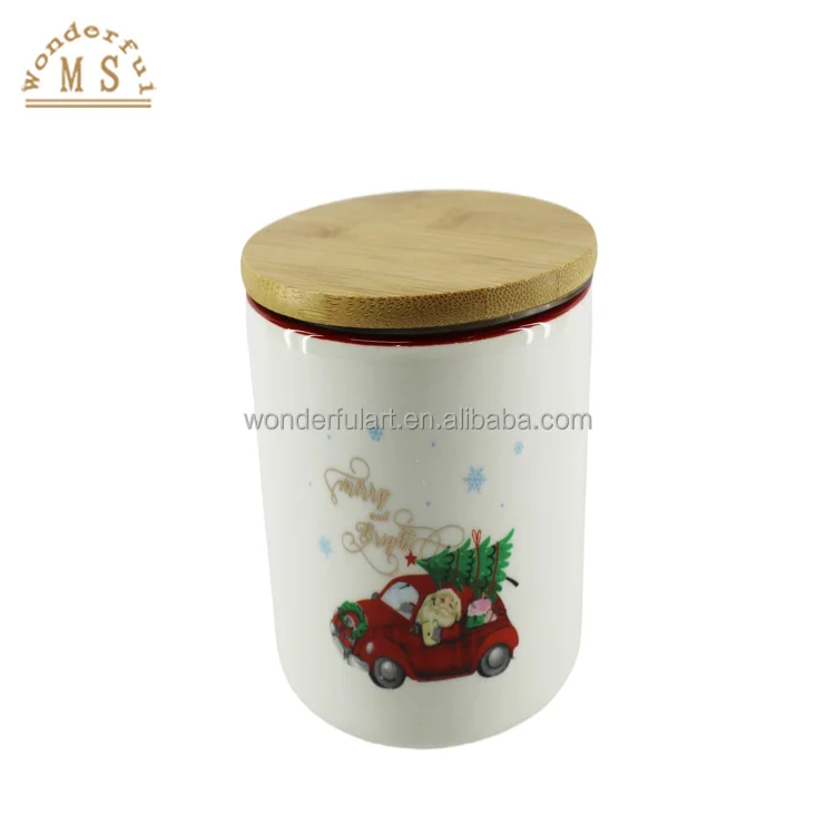 Wholesale promotion Ceramic Star Craft Canister Storage Pottery Christmas Car Decal salt Jar kitchenware tableware for Christmas
