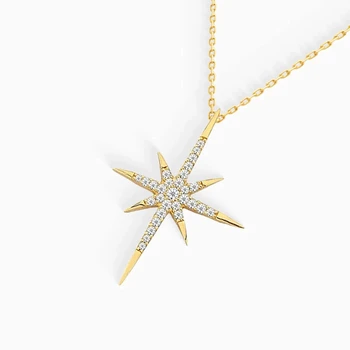 RFJEWEL Sterling Silver North Star Cubic Zircon Fashionable European and American Style Necklace