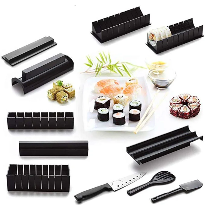 Wishome DIY 10 In 1 Manual Sushi Maker Kit 10pcs Rice Roll Mold Kitchen Chef  Set Mould Roller Cutter Sushi Making Tools - Buy Wishome DIY 10 In 1 Manual Sushi  Maker