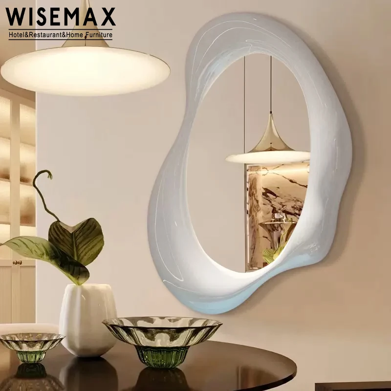 WISEMAX FURNITURE Wabi Sabi Style Home Furniture Decor Wall Mirror with Led Light Wall Decor Mirror Irregular Shape Mirror