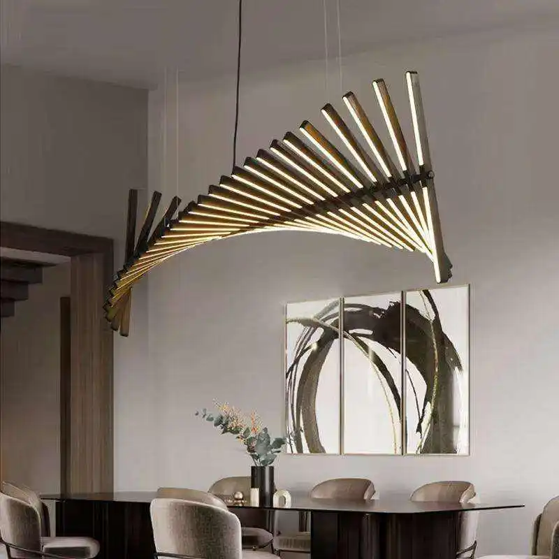 Fish Bone Ceiling Hang Light Chandelier Pendant Light Led Swirl Suspension Lamp