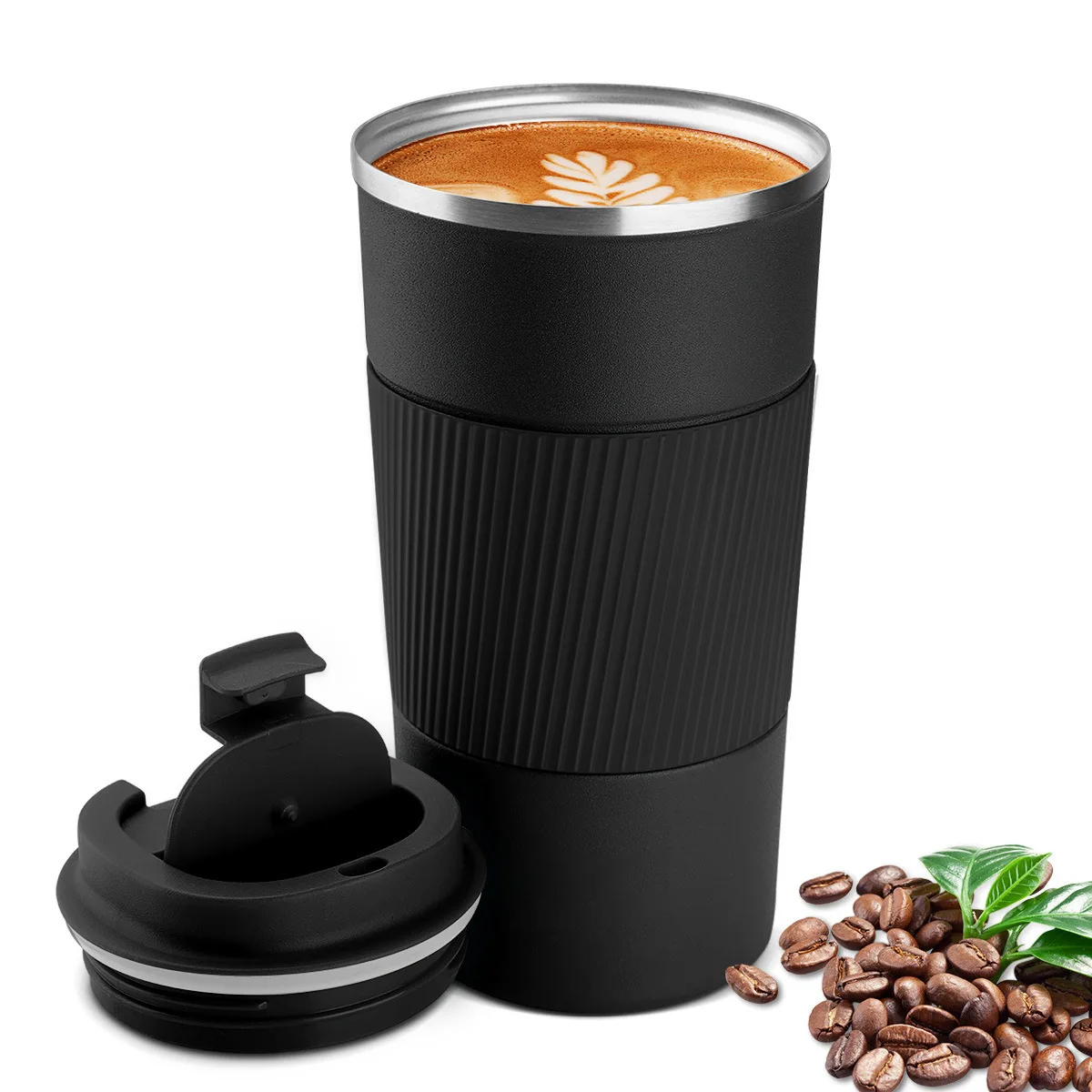 Stainless Steel Insulated Coffee Cup Insulated Travel Mug For Hotice Water Silicone Sleeve