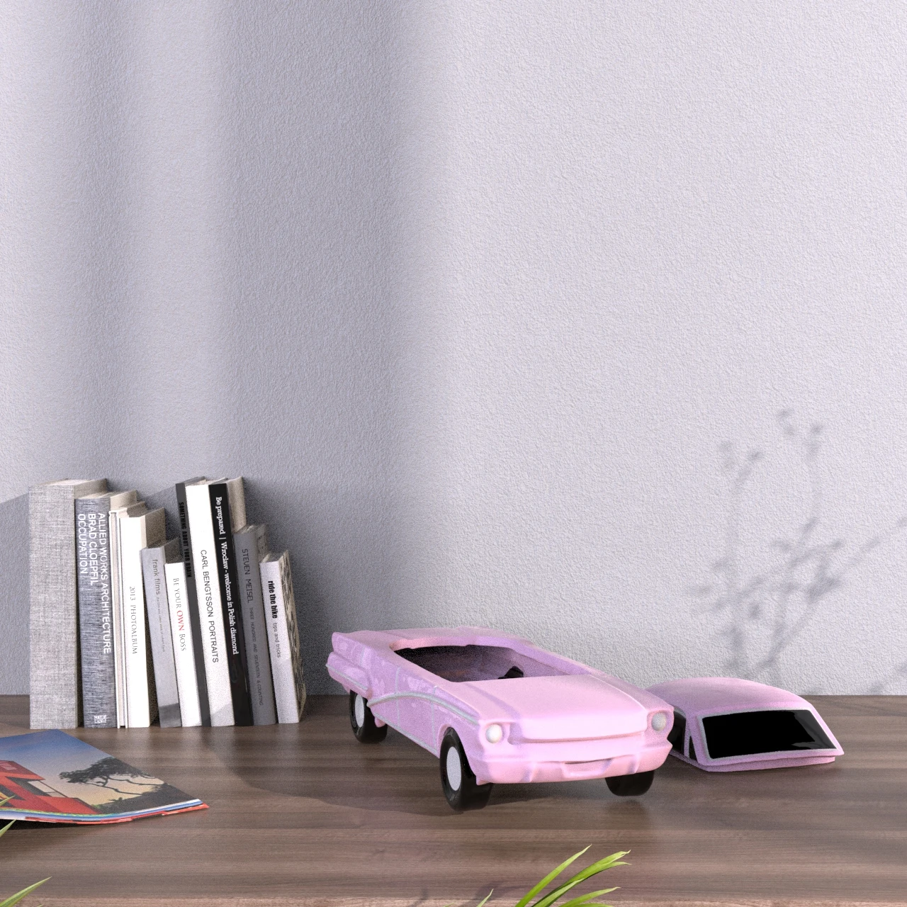 Wholesale Custom Hand Crafted Creative Porcelain pink Vintage Classic Car Shaped Cookie Container Decorative Ceramic Storage Jar