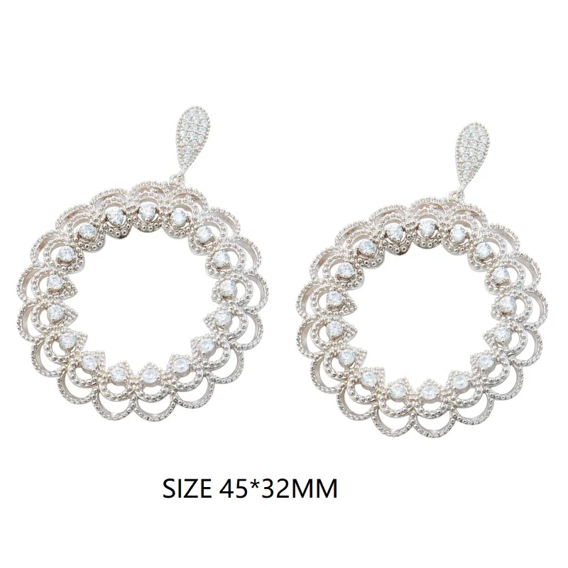 Fine Jewelry Metal Punk Geometric Dangle Earrings For Women Vintage Statement Full Silver Drop Earring