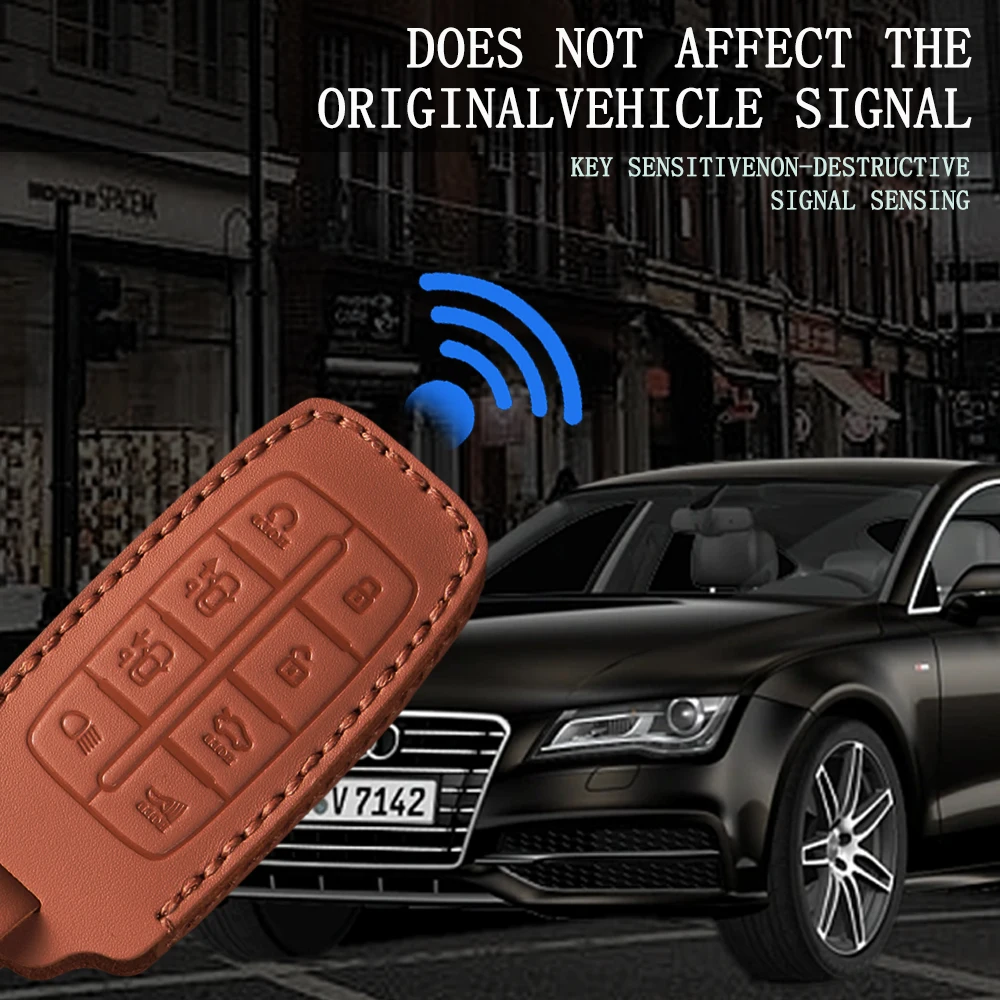 Car Key Decorative Protective case for Genesis High-grade Leather Car Key Cover GV70 Rohens GV80/G90