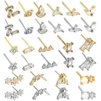 dropshipping 925 silver jewelry wholesale 925 sterling silver minimalist small zircon stud earrings gold plated earrings women