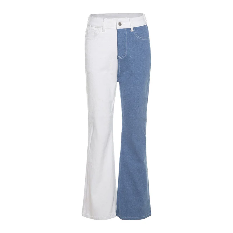 Pantalones Vaqueros Con Costura De Color Contrastante Para Mujer,Vaqueros  De Cintura Alta Con Bolsa De Tubo Recto A La Cadera,Informales,Otoño E  Invierno,2021 - Buy Azul Pantalones Vaqueros Para Las Mujeres,Pantalones  Vaqueros Jeans