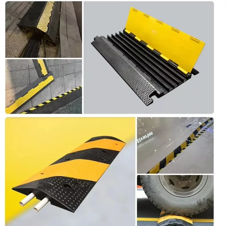 product factory wholesale outdoor rubber floor cable cover roadway safety traffic rubber 5 channel cable protector-4