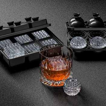 New Arrivals Easy Release Silicone Ice Cube Tray BPA Free Large Whiskey Ice Cream Tools Sphere Ice Cube Maker Mold With Lids