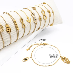 Wholesale Vintage Fashion Bracelets Custom Gold Stainless Steel Girl Shape Charm with Waterproof Zircon for Stylish Girls