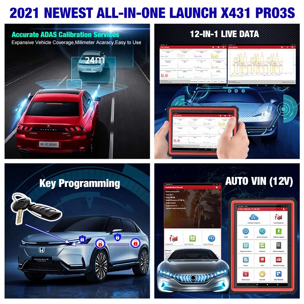 LAUNCH X431 PRO3S+ V5.0 Car OBD2 Diagnostic Tools Automotive OBD Code Reader Scanner Active Test ECU Coding pk X431 V PRO