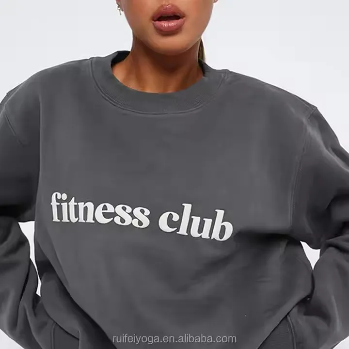 New Arrival Custom Embossed Streetwear Embroidered Jumper Sweater Fleece Crewneck Oversized Women Puff Print Sweatshirt