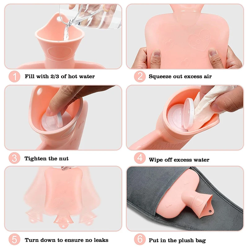 hot sale thickened water injection pvc hot water bag belt wholesale wearable hot water bottle keep warm