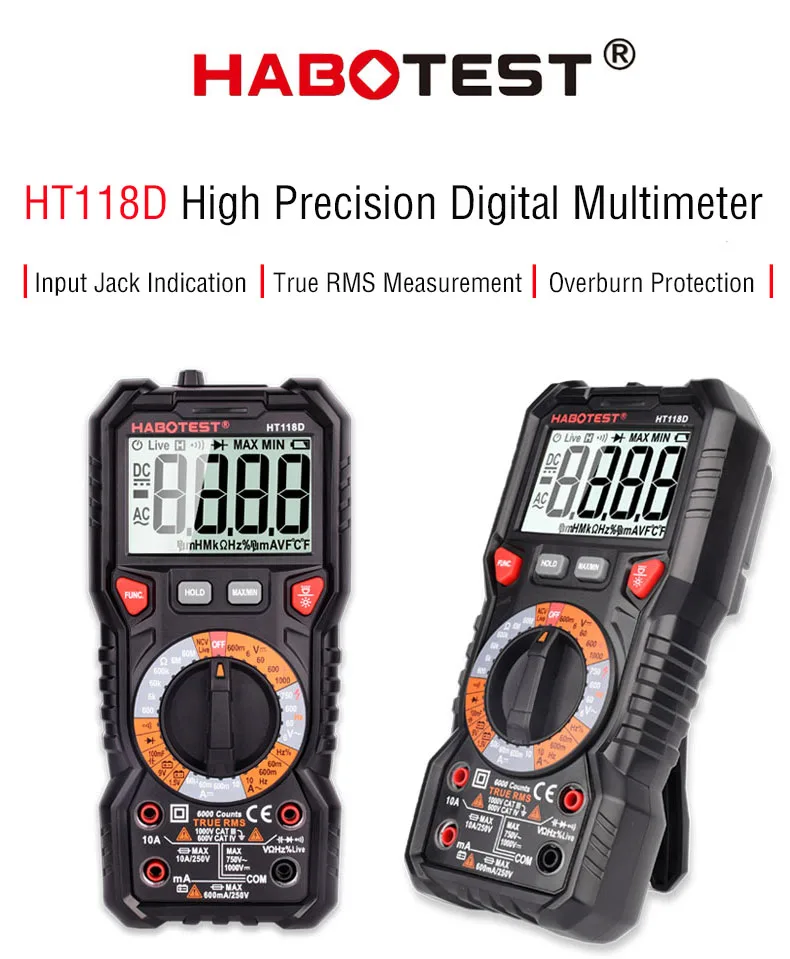Professional 1000V DC Digital Multimeter with Double Color Backlight and High Voltage Measurement for Industrial Use