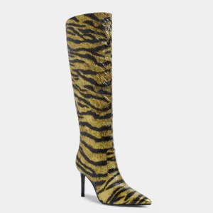 Bold Pointed Toe Stilettos Over Knee-High Women's Tiger Stripe Western Fashion Boots Comfortable Soft for Winter Autumn Spring