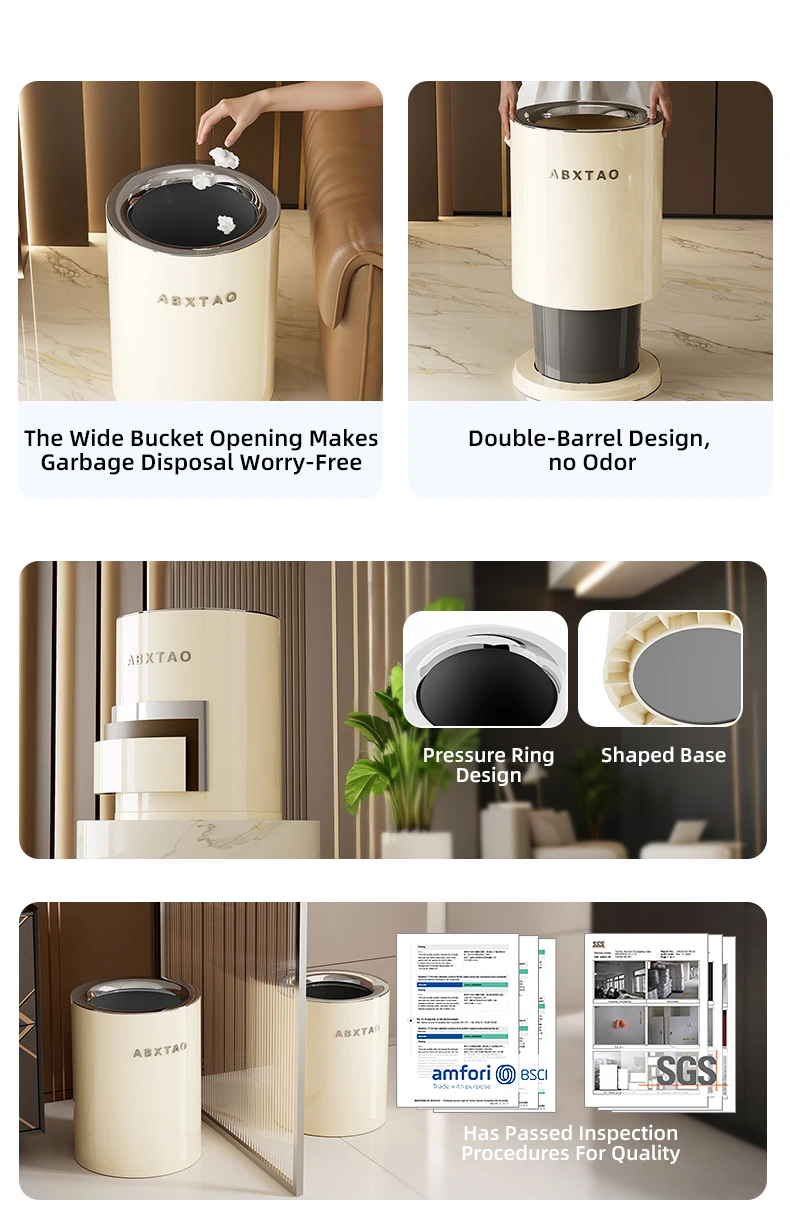 16l plastic trash can home open top trash can simple trash can with removable inner bucket-3