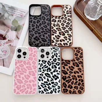 Fashion Design Leopard Mobile Phone Case for iPhone 14 15 16 Pro Max Leather Skin Leopard Phone Shell Cover for iPhone 13 12 11