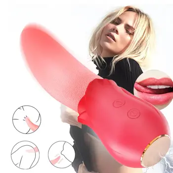 Realistic Tongue Licking Rose Vibrators Sex Toys with G spot Clitoris Stimulator Nipple Massager Vibrator sex toys for woman