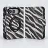 Grey Black Zebra Print Magnetic Kickstand