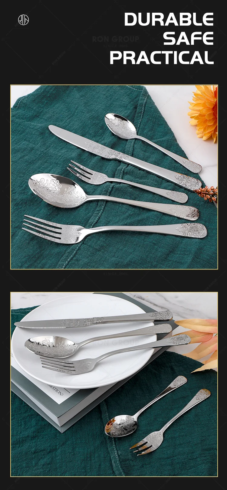 Flatware latest dinner wedding popular design restaurant tableware cutlery luxury high quality stainless steel silverware sets