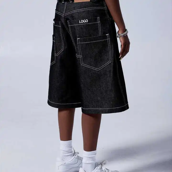 Salati 100% Cotton 14oz Oversized Selvedge Denim Jorts Customized Label Baggy Super Size Loose Heavy Straight Fit Summer Casual gallery 3