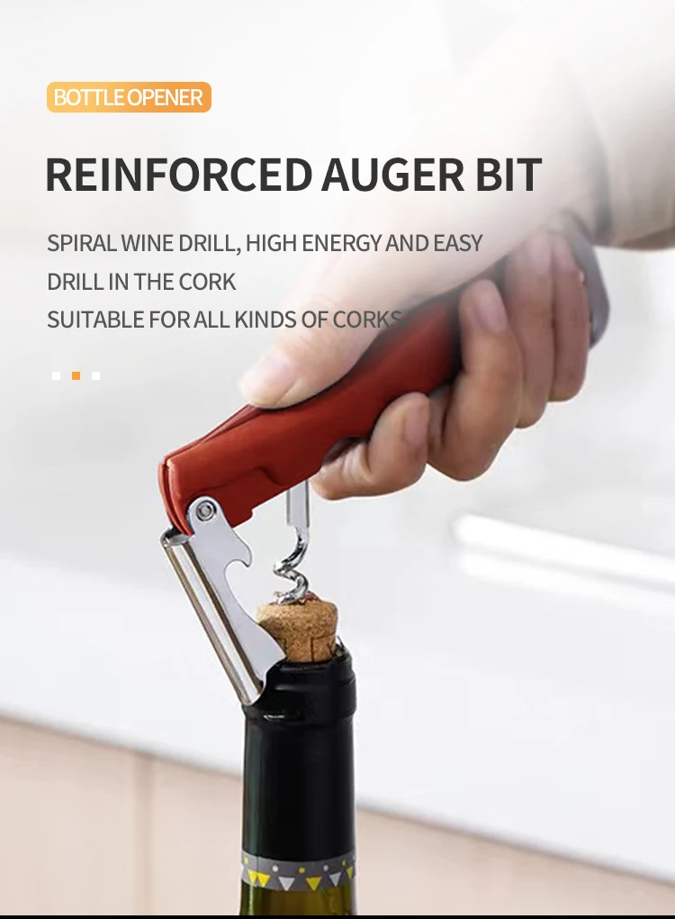 Multifunction Stainless Steel Corkscrew Abs Portable Wine Bottle Opener Colorful Red Black