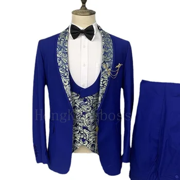 fashion jacquard fabric men wedding commercial casual suit set 3 piece suits set for men mens business suits set luxury