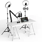 MAONO Professional live streaming equipment Microphone With Sound Card and LED Ring Light live Streaming Kit