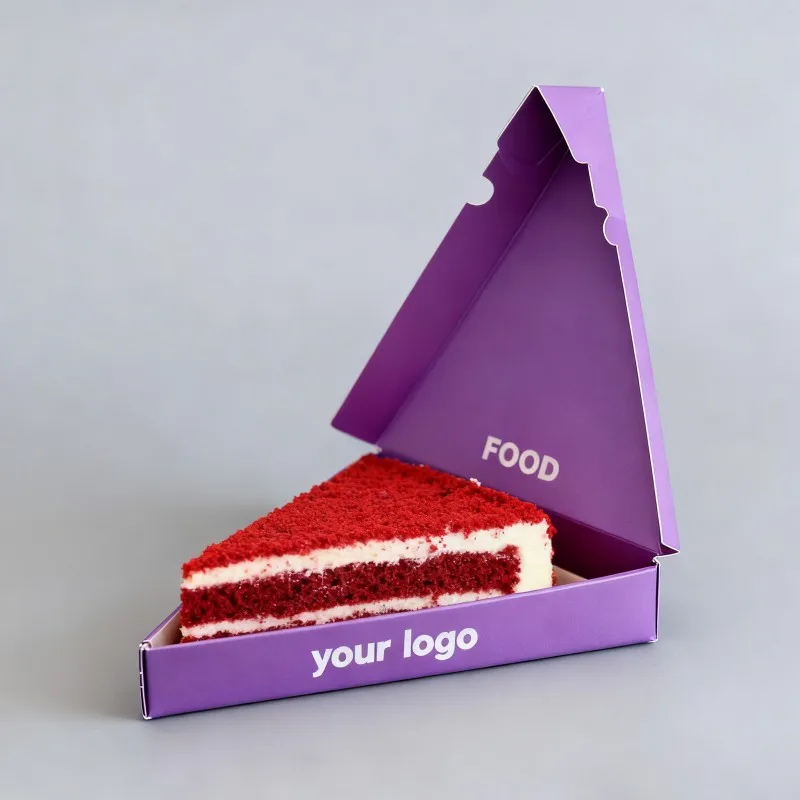 Scatola in cartone personalizzata per uso alimentare, riciclabile, a forma triangolare, all'ingrosso, per pizza, torte, crepes, waffle e involtini di pollo