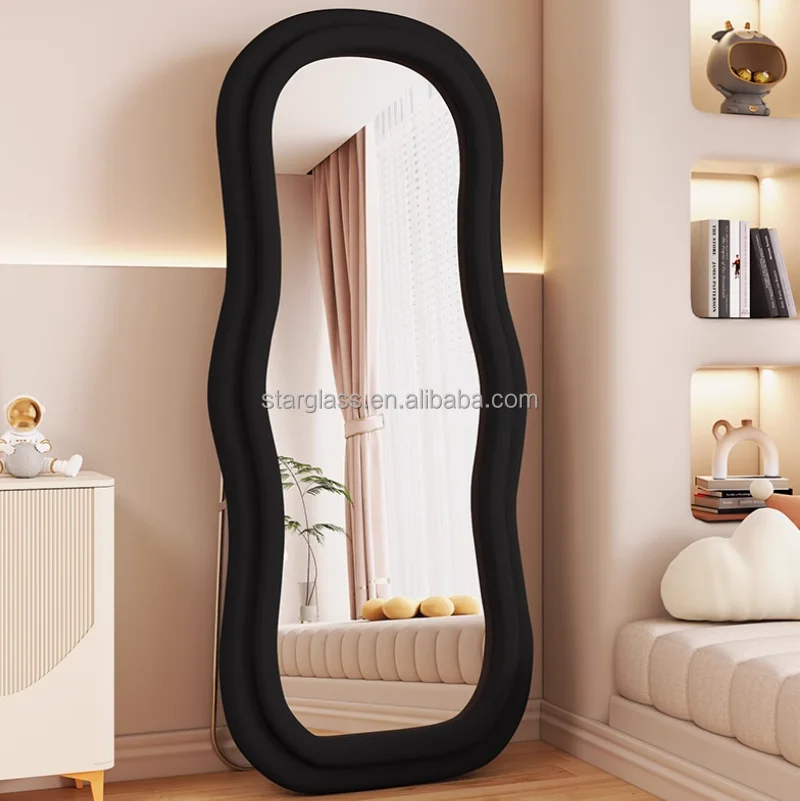 Custom Modern Style Luxury Arch Irregular Big Full Length Body Large Mirror Long Wavy Home Decor Wall Mirrors