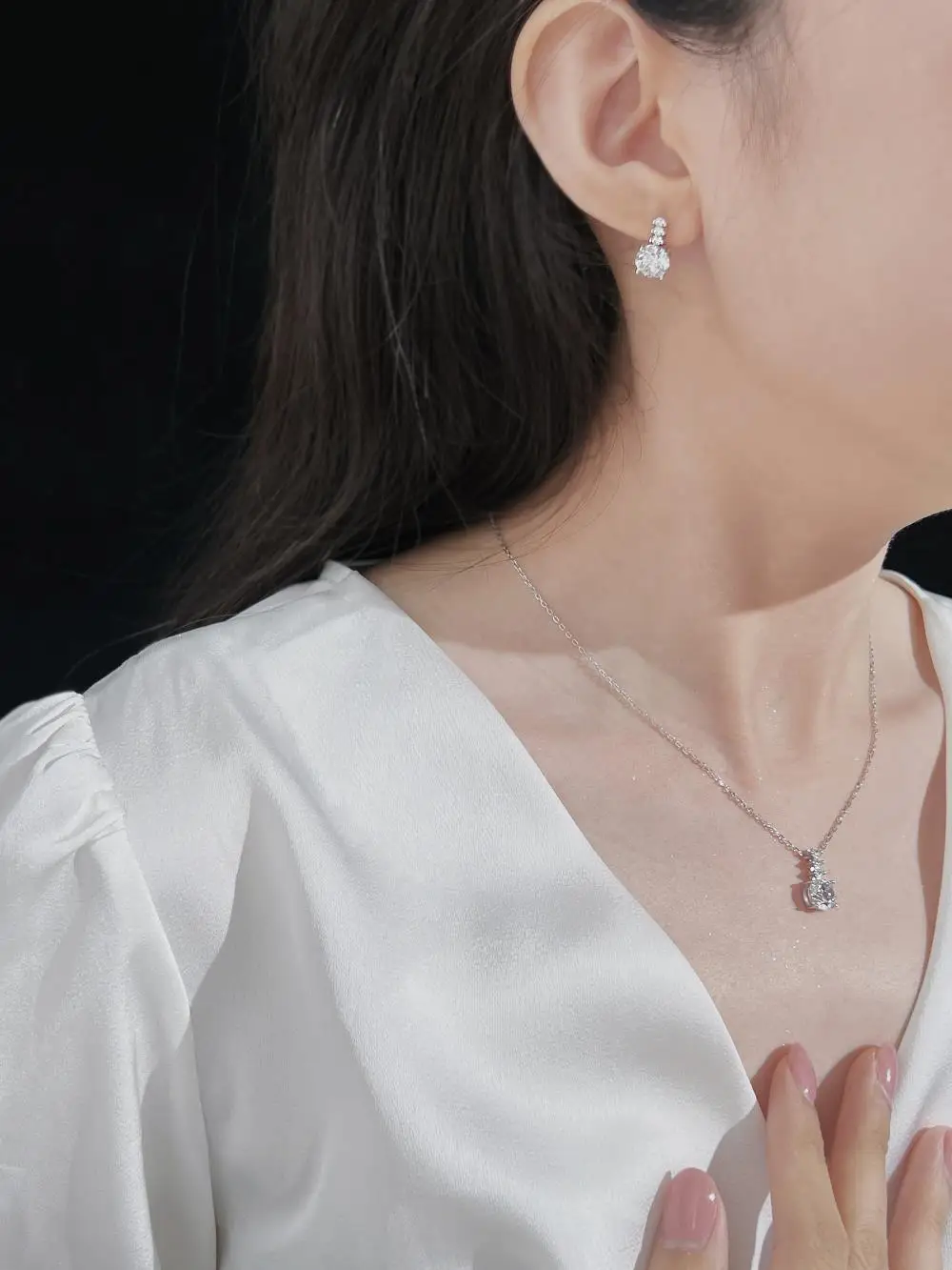 KAKODIY Fine Jewelry Round Zircon Pendant Earrings Fashion 925 Sterling Silver Anti Discoloration Women's Earrings detail 3