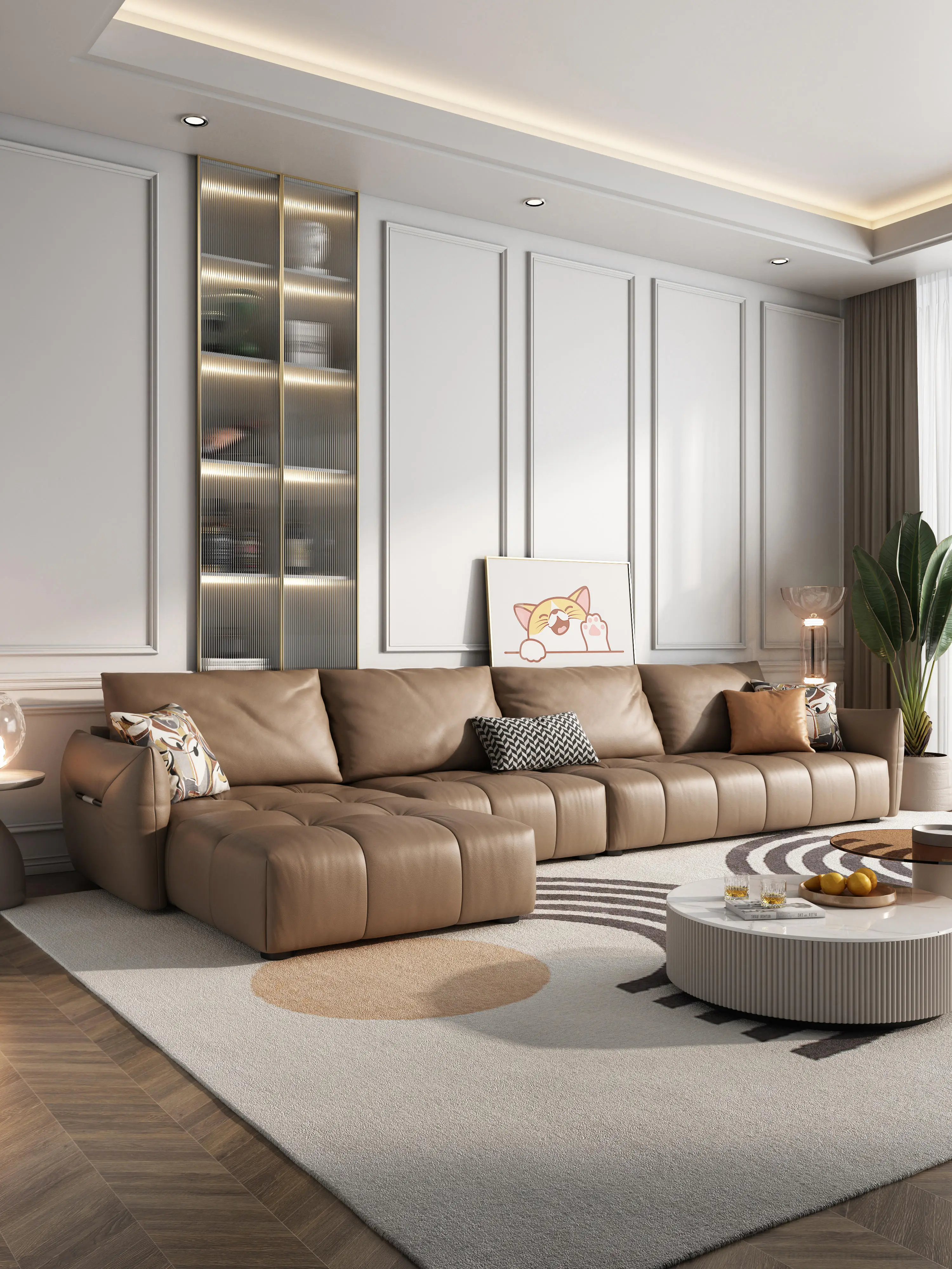 Wholesale Genuine Leather l Shape Sofa Furniture Modern Design Sofa ...