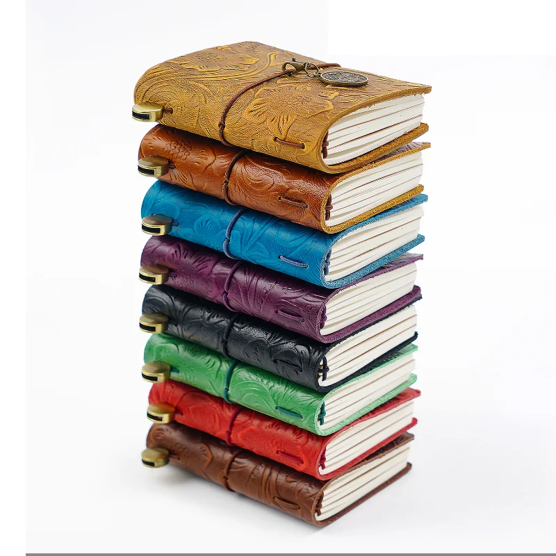 Mini Hand Ledger Cute Small Leather Notebook Portable Exquisite Gifts Diary Book for Friend