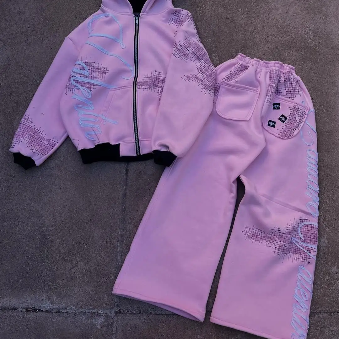 Designermæssigt udviklet tungt hoodie i 100 % bomuld med rund hals, retro-stil, overdimensioneret kasseform og lynlås – syrefarvet, casual vintage-stil til efteråret