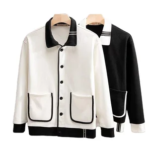 Early Spring New Korean Men's Cardigan Solid Color Lapel Knitted Coat Knitted Cardigan Sweater for Men